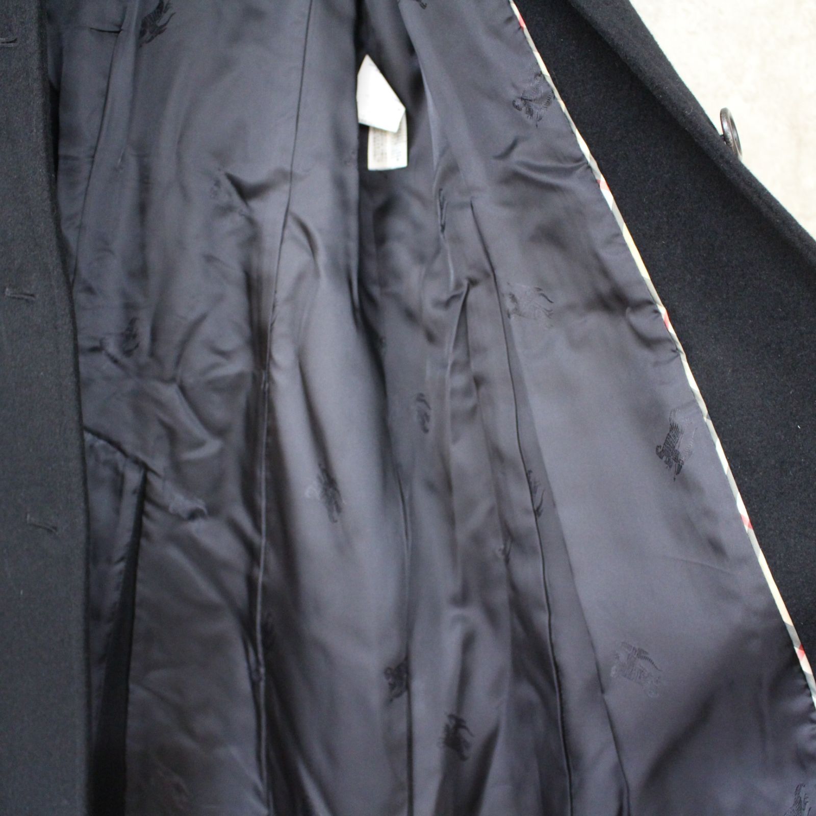 S004)BURBERRY ウール×アンゴラ混ロングコート ブラック 40