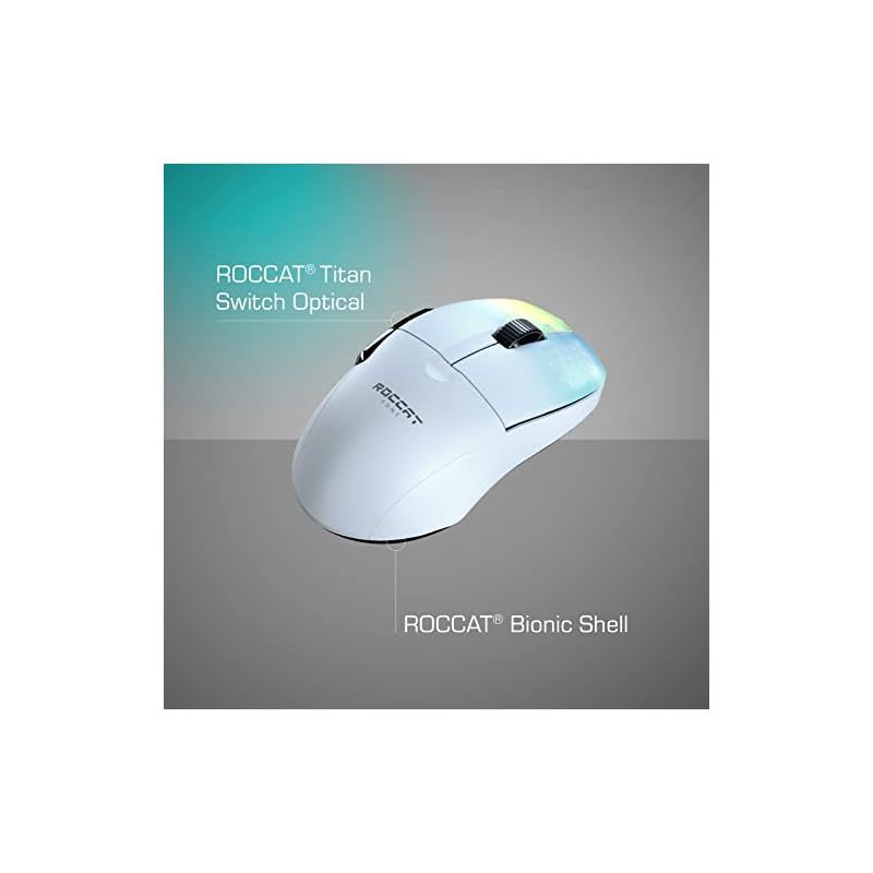 ROCCAT ゲーミングマウス Kone Pro Air ワイヤレス 2.4GHz|Bluetooth ホワイト|白 光学式|19K|オプティカルスイッチ|サイドボタン|軽量75g|PTFE|Reflex|RGB ドイツデザイン