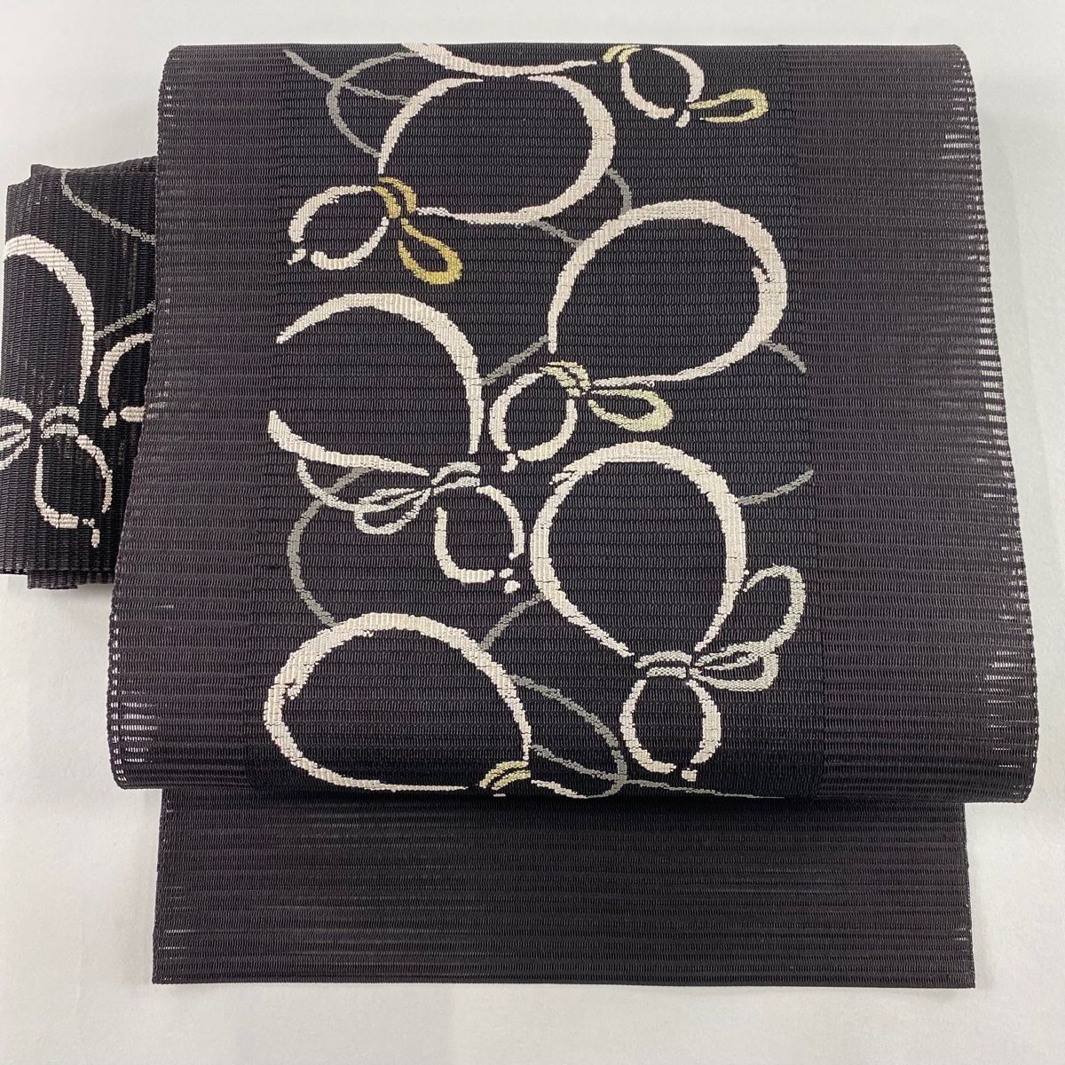 付け帯 名品 作り帯 夏帯 絽 瓢箪 金銀糸 焦茶色 正絹