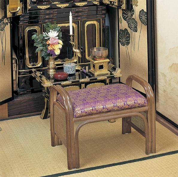籐 ご仏前金襴座椅子 紫色生地 C14 仏壇 仏具 神具 完成品 ラタン 今枝商店 仏前にぴったり 毎日のご供養に C14 和家具雑貨