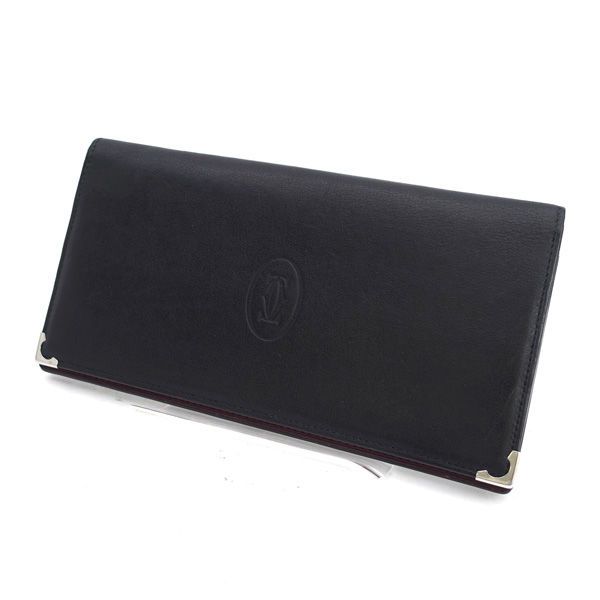 Cartier | カルティエ 二つ折り長財布 マスト レザー ブラック 財布|サイフ|ウォレット|wallet|コイン ブランド