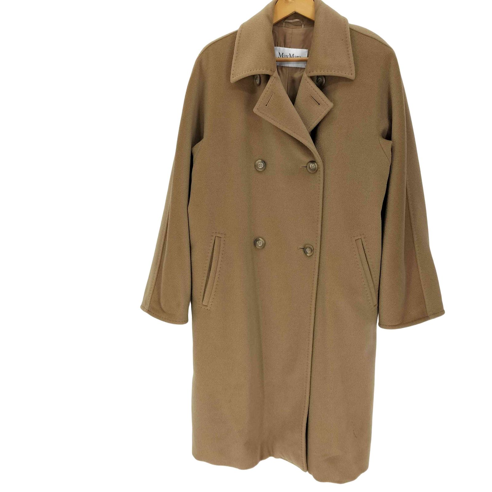 マックスマーラ MAX MARA 白タグ イタリア製 カシミヤ ブレンド ウール ダブルブレスト チェスター コート レディース EUR 42