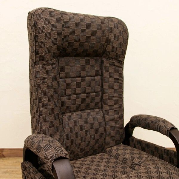 昇降式リクライニングチェア フット付き レバー式 BR/WH 回転式