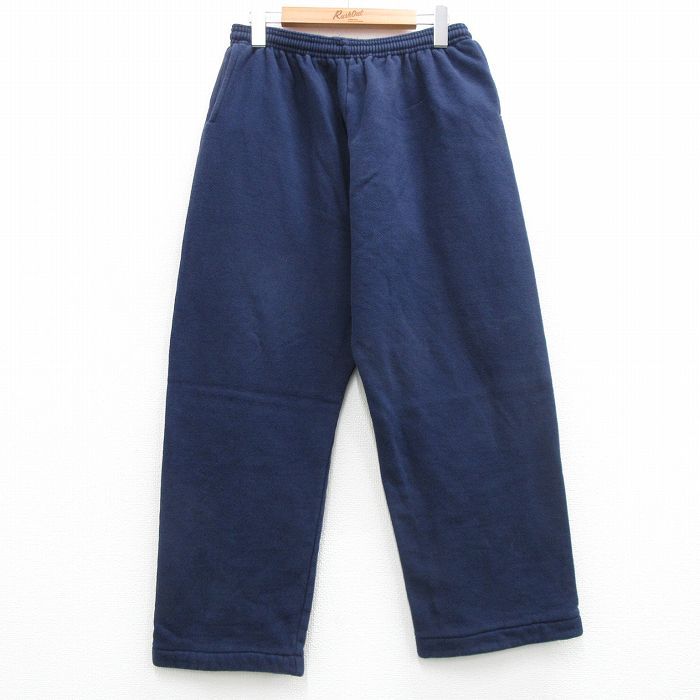 W32/古着 ラッセル スウェット パンツ メンズ 90s 無地 紺 ネイビー 24may18 中古 ボトムス ロング