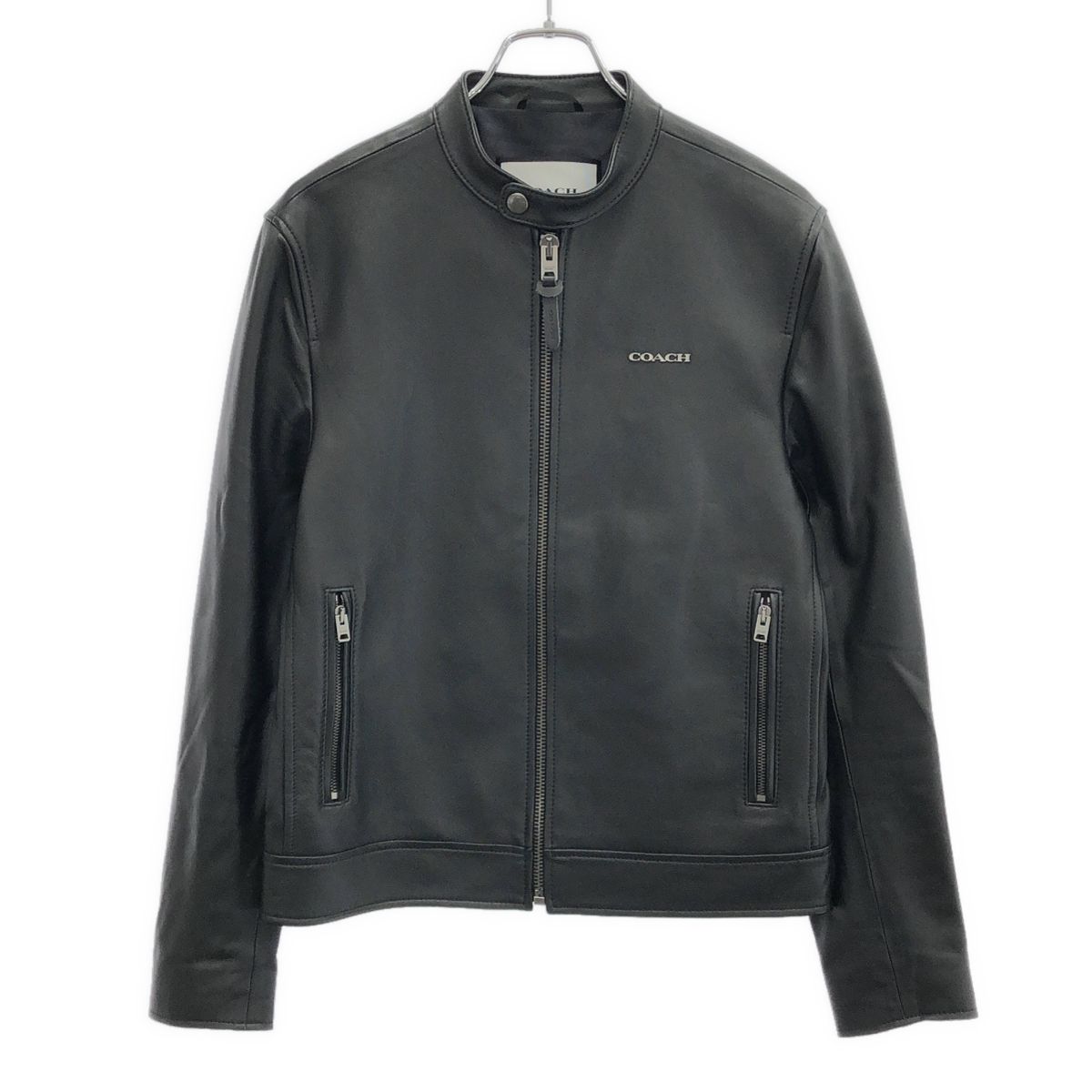 COACH ブラックレザージャケット　S □COACH□レザー レーサー ジャケット (Coach/レザージャケット