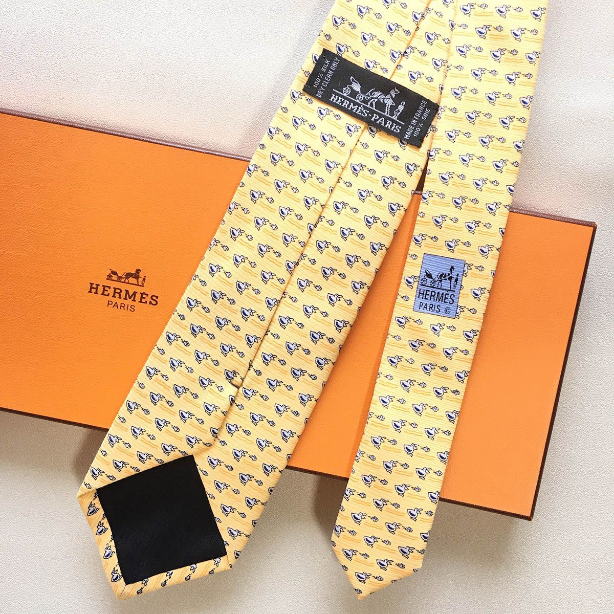 美品 エルメス HERMES ネクタイ シルク100% 動物柄 カモメ kigaeru_33811907004