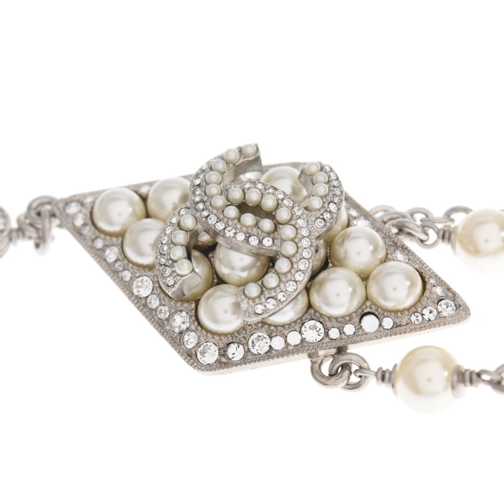 CHANEL (シャネル) C19K Rhinestone Coco Mark Fake Pearl Necklace