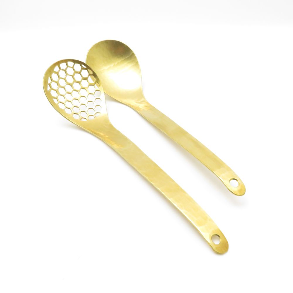 Aritsugu 京都 有次 チリレンゲ 2点 穴あき 穴なしセット 亀甲型 真鍮製 SC9259F2