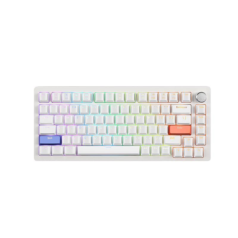 DrunkDeer A75 ラピッドトリガー キーボード メカニカル TKL ゲーミング 磁気スイッチ RGB 有線 USB コンパクト 82キー ノブ付き ゴースト防止 こぼれ防止 ホワイト