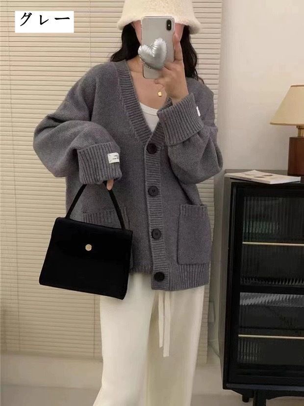 カーディガン レディース ニットカーディガン ニット Vネック長袖 厚手 ニットセーター オフィス トップス 通勤 オフェス ビジネス OL ショート丈 体型カバー ゆったり 秋 冬 アウター 防寒 meitong 13 DZ 20