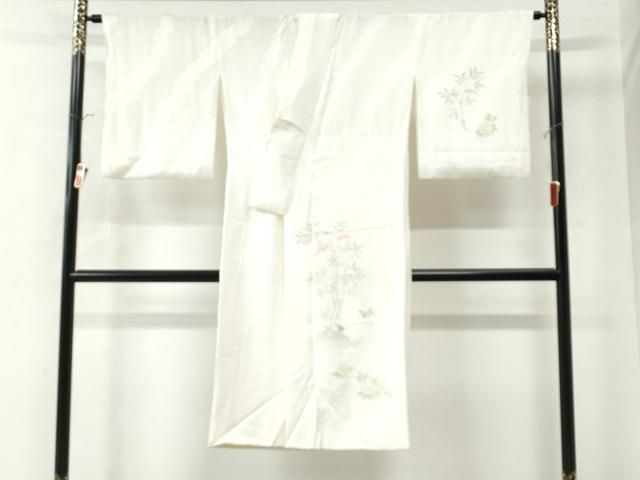 平和屋着物○長襦袢 袷 手描き 雀 南天花文 暈し染め 正絹 逸品