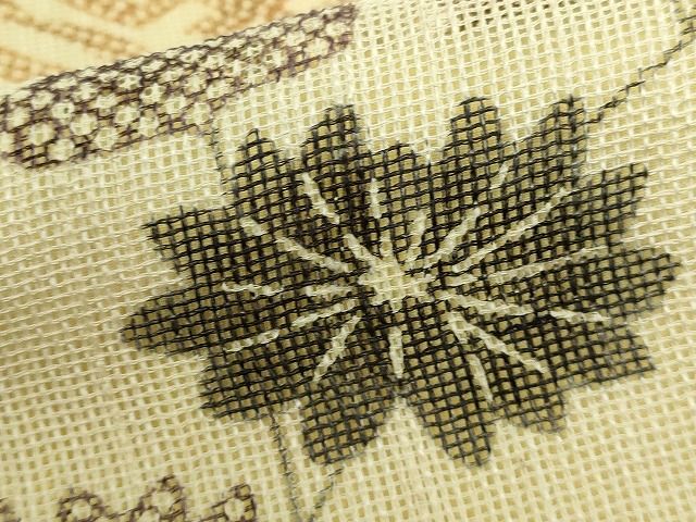 平和屋本店□極上 夏物 摺型友禅 京都 多ち花 九寸開き名古屋帯 紗綾形  