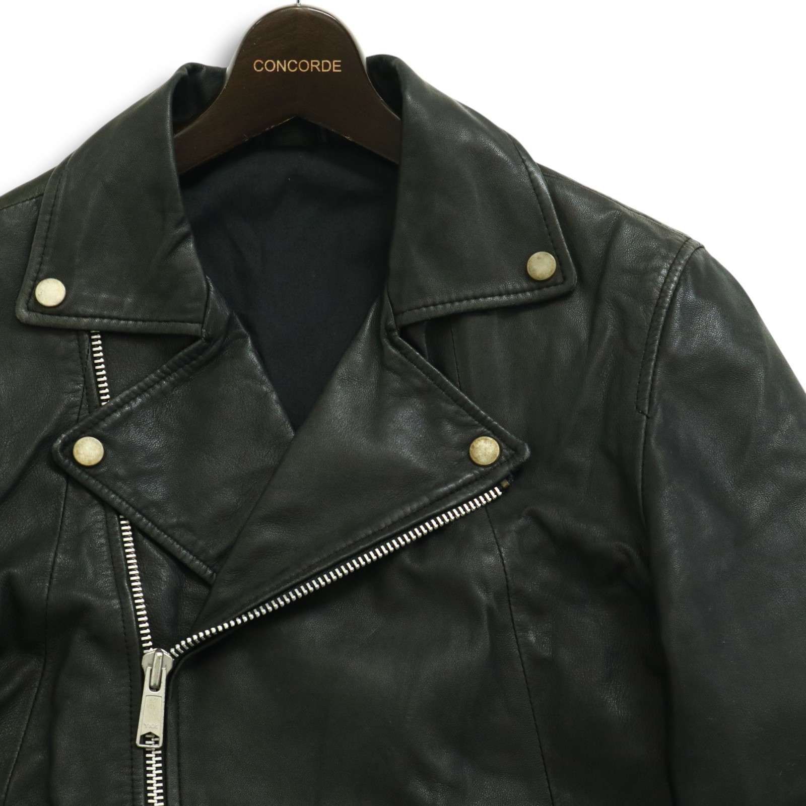 STUDIOUS] ラムレザーシングルライダースブルゾン STUDIOUS