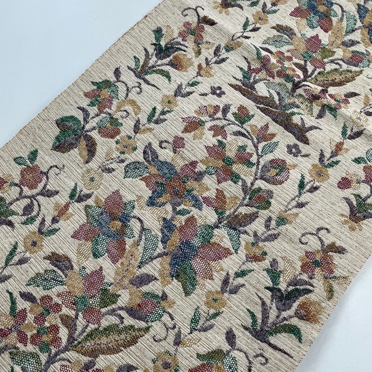 名古屋帯 美品 優品 八寸名古屋帯 花唐草 朱色 正絹 【中古】 名古屋帯