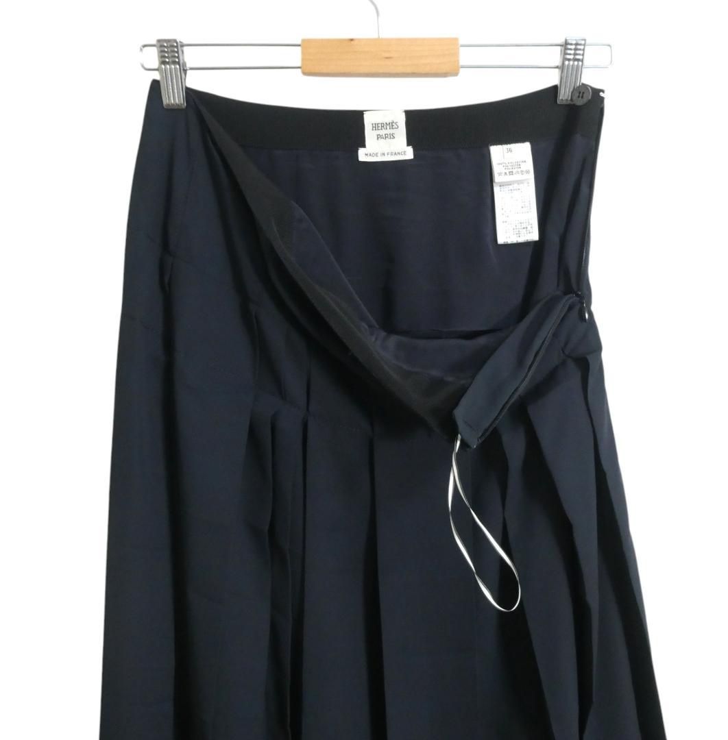 美品 HERMES エルメス サイズ36 シフォン プリーツスカート ロング