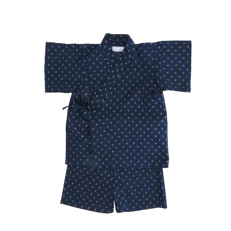 エーエヌエス 子供甚平 こどもじんべい 男の子 80 90 95 綿100 Percent 日本製 綿甚平黒色 夏祭り 盆踊り 花火大会 子供和装 (90)