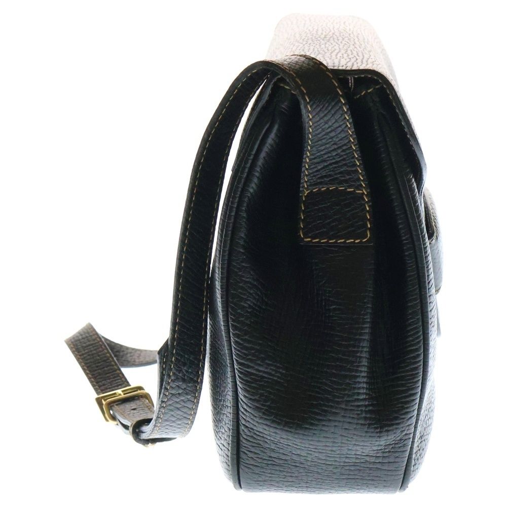 【極美品】LOEWE ロエベ　バルセロナ　ショルダーバッグ　ゴールド金具　黒 LOEWE (ロエベ) バルセロナ レザー フラップ ショルダーバッグ