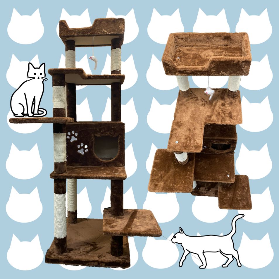 キャットタワー 大型 ハイタイプ ブラウン 組み立て式 猫 ねこ ネコ ハンモック
