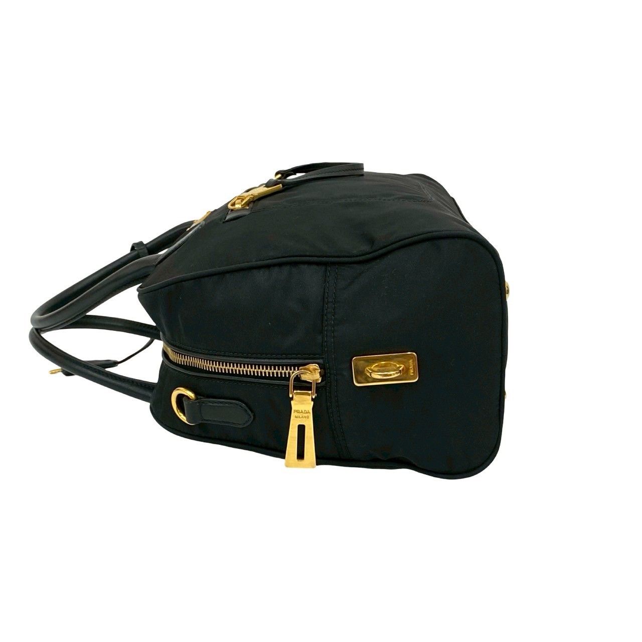 希少 極美品 プラダ 2way ボストンバッグ 三角ロゴ 鍵付 ウール 本革 黒 極 美品 希少品 鍵付き PRADA プラダ 三角ロゴ 金具 ナイロン
