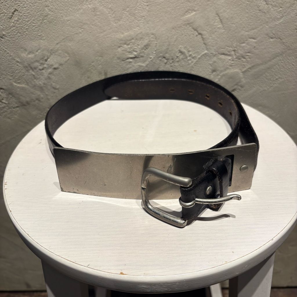 Maison MIHARA YASUHIRO メゾンミハラヤスヒロ Lether Plate Belt レザーベルト ブラック 代官山A10