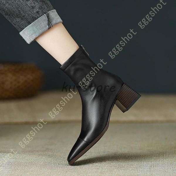 ショートブーツ ブーツ レディース バックジップ 本革 エンジニアブーツ 黒 太ヒール チャンキーヒール アンクルブーツ ハイヒール 太ヒール 防滑 疲れない ショートブーツ ブーツ レディース バックジップ 本革 エンジニア