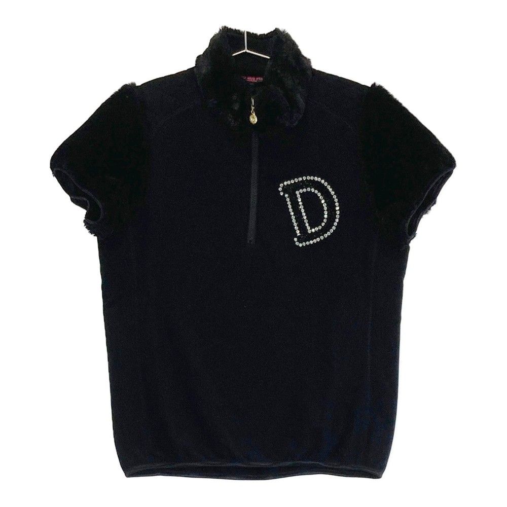 サイズ：3 DANCE WITH DRAGON ダンスウィズドラゴン  ボア切替 ハーフジップ 半袖Tシャツ  ブラック系 [240101181757]# ゴルフウェア レディース ストスト