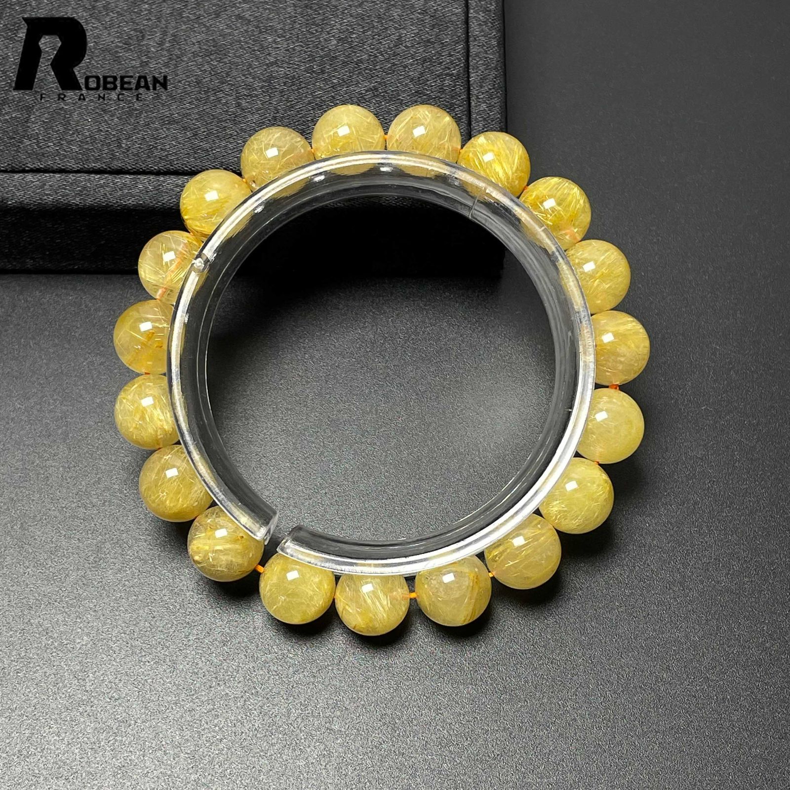貴重 EU製 定価11万円★ROBEAN・タイチンルチル★黄金針水晶 金運 幸運 ゴールド ブレスレット パワーストーン 綺麗 9.8-10.7mm C402047 EU製 金運 ゴールド いつもの日々に、そっとときめきを。 - ☆ROBEAN