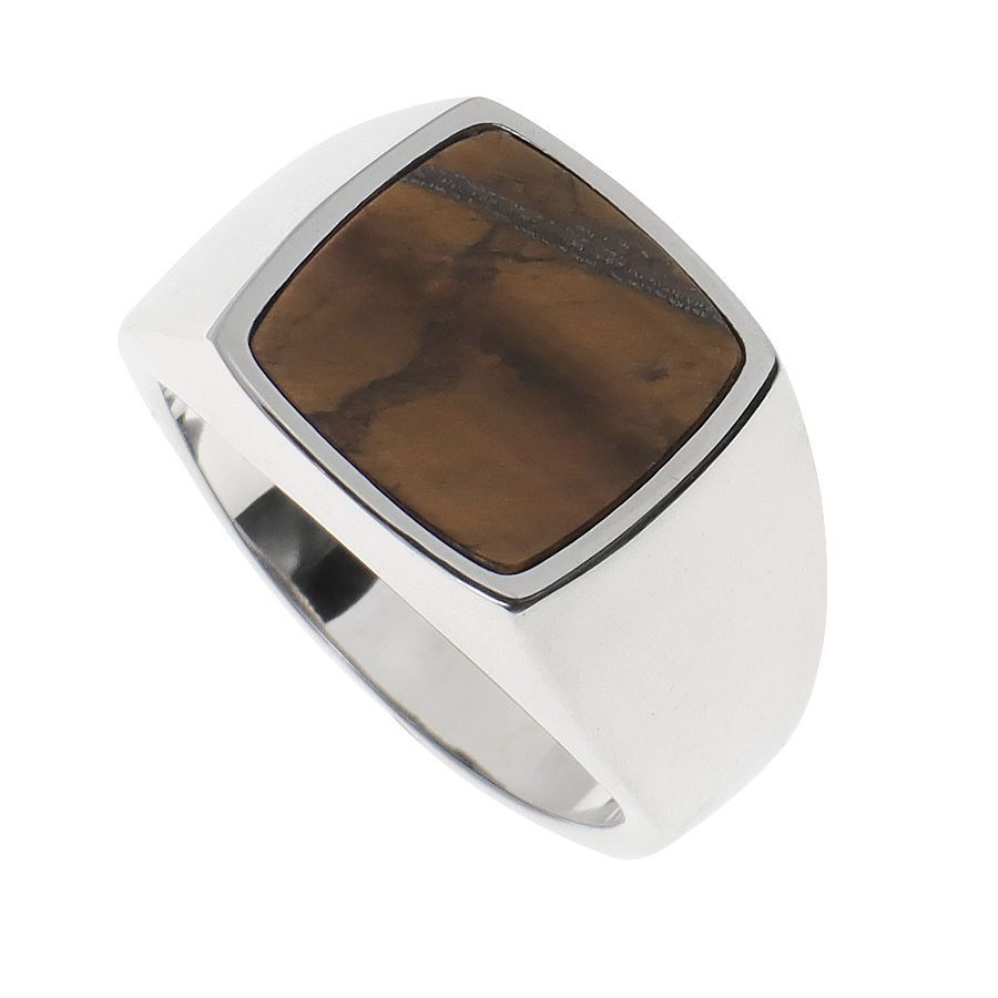 天然石 タイガーアイ 印台 指輪 リング ハイポリッシュ シルバー925 カレッジ シグネットリング