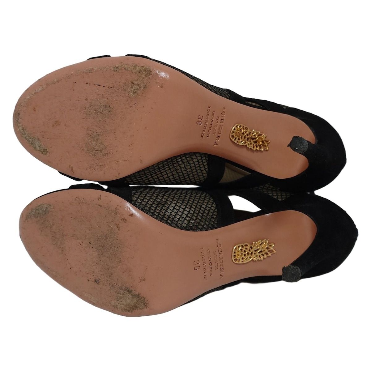 AQUAZZURA アクアズーラ ショートブーツ 38 レディース - 黒 メッシュ WWW_WOWDIGSITE_COM