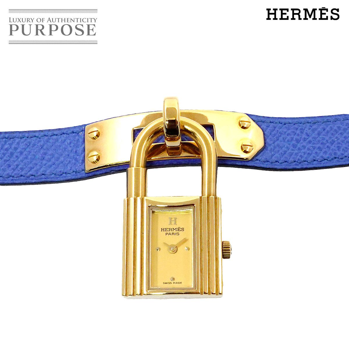 エルメス HERMES ケリーウォッチ レディース 腕時計 ゴールド ブルー 