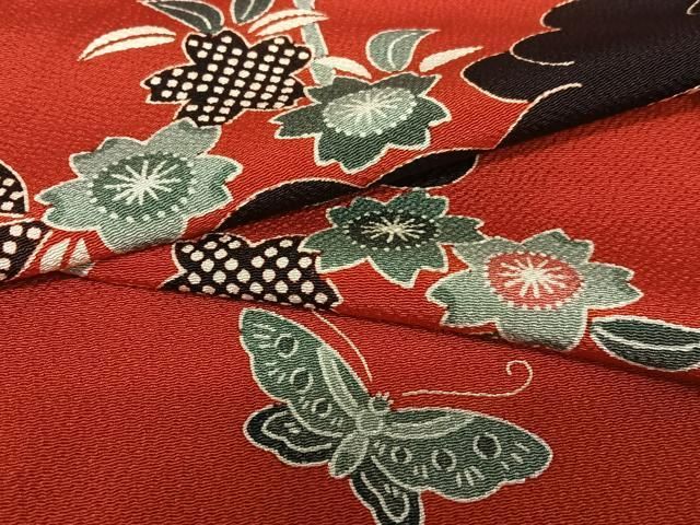 赤い花柄の着物和装小物 135cm 和とわの振袖 /赤色/古典/桜柄/ Furisode Collection 2019 | My振袖