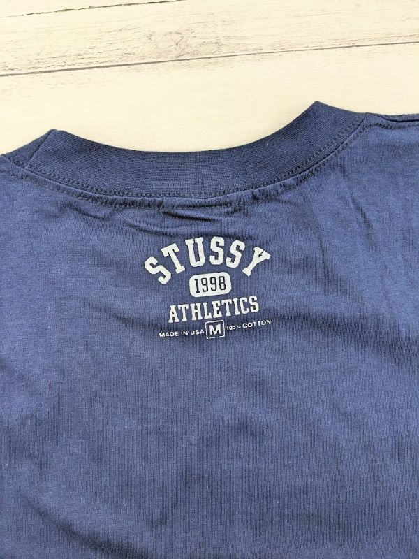 90s デッドストック STUSSY ステューシー シャネル ロゴ プリント Tシャツ ネイビー コットン dead stock USA製 OLD  sオールド