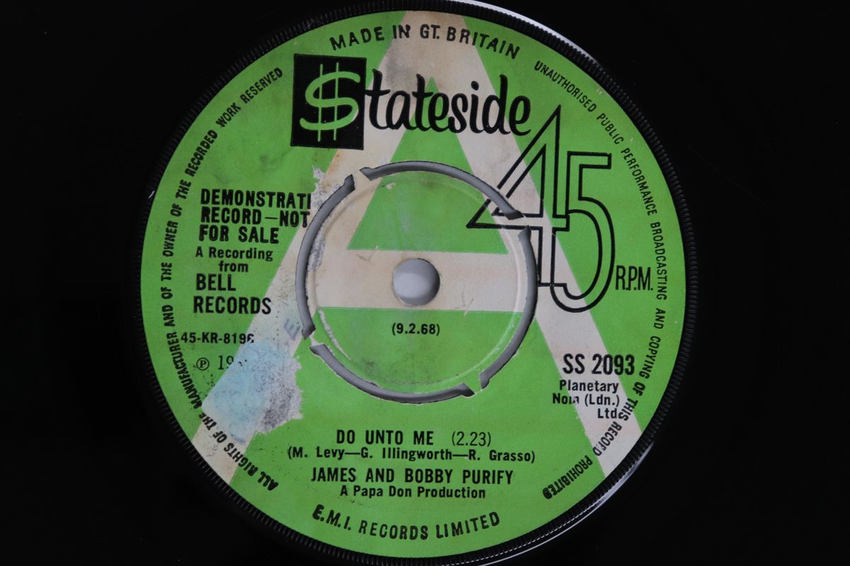 英7” James And Bobby Purify Do Unto Me / Everybody Needs Somebody SS2093PROMO STATESIDE プロモ /00080 英7” James And Bobby Purify Do Unto Me / Everybody Needs