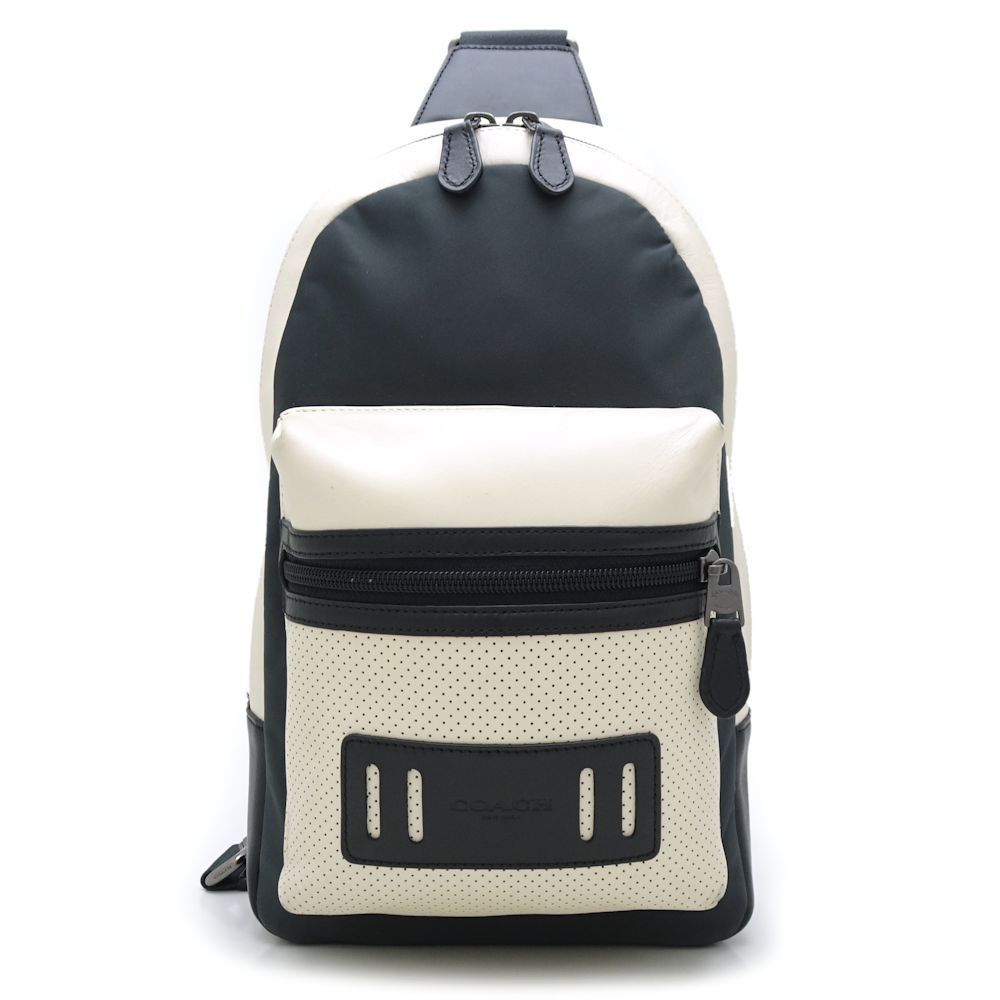 コーチ COACH F56877 ボディバッグ レザーxナイロン オフホワイト 