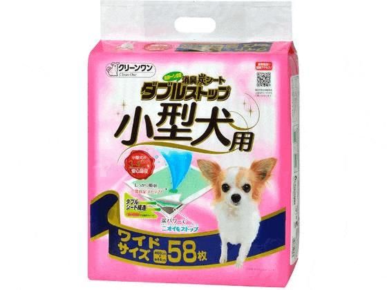 同梱不可 4個セット クリーンワン消臭炭シートダブルストップ小型犬用ワイド58枚