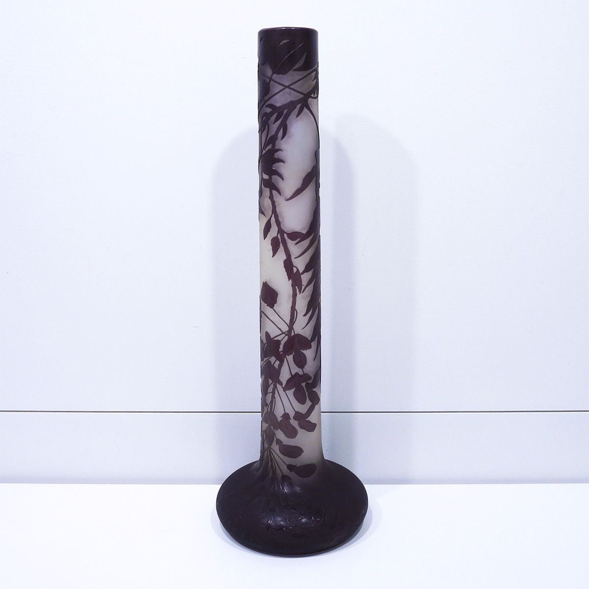 最終値下げ エミール・ガレ 藤文花瓶 高58cm アンティーク 解説有 本物保証 エミール.ガレ本物 アンティーク 最終値下げ エミール・ガレ 藤文花瓶