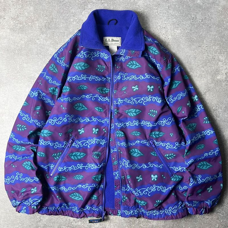 90s USA製 LLBean フリース ライナー 総柄 ナイロン ウォーム