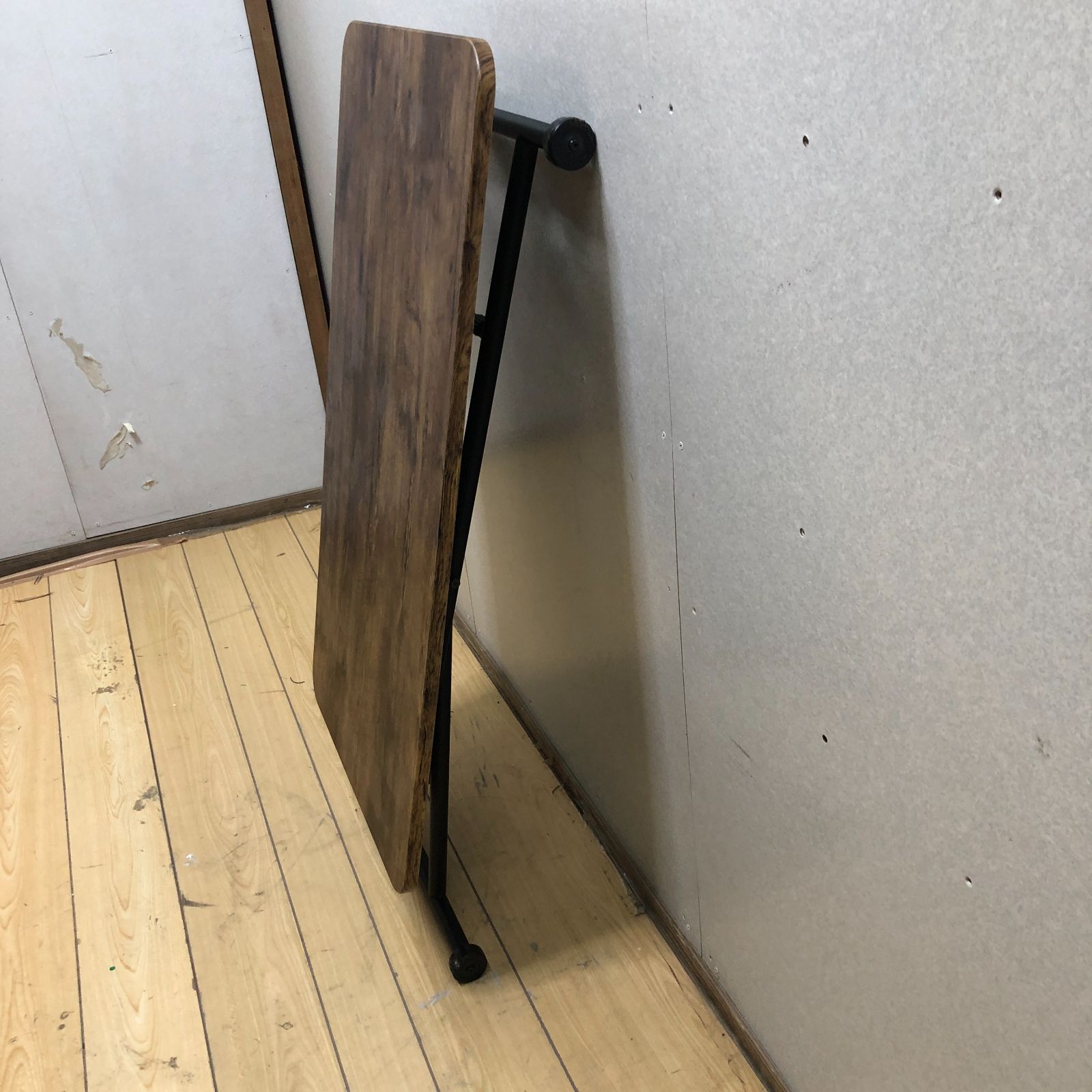 送料無料】ガス昇降式 折りたたみテーブル 高さ調整 木目調 幅100×奥行