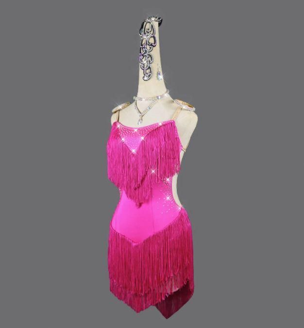 ラテンドレス ワンピース フリンジドレス ラベンダー 色変更可 オーダーメイド 25年新作 新品未使用 新作ラテンワンピースドレス 社交ダンス衣装