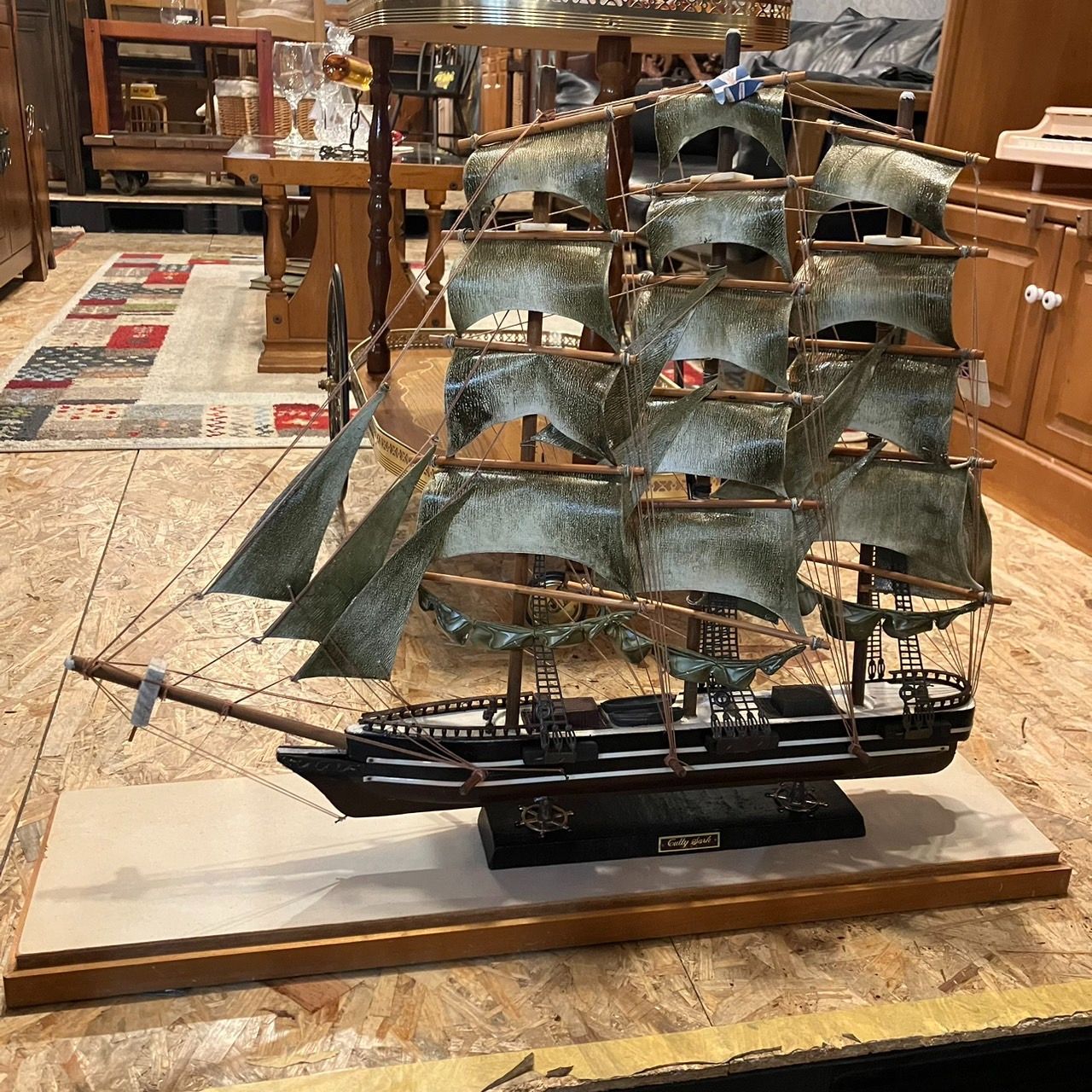 【直接引取/愛知県配送】Cutty Sark カティーサーク 1869 帆船 模造船 イギリス国旗 カティ・サーク ティークリッパー●E064C910