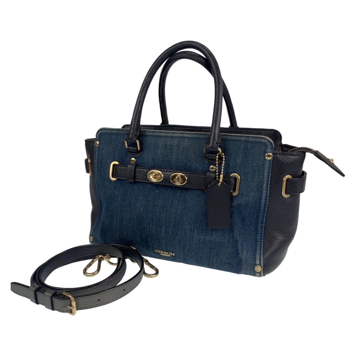 COACH コーチ デニムスワッガー ネイビー 紺 シルバー金具 デニム 