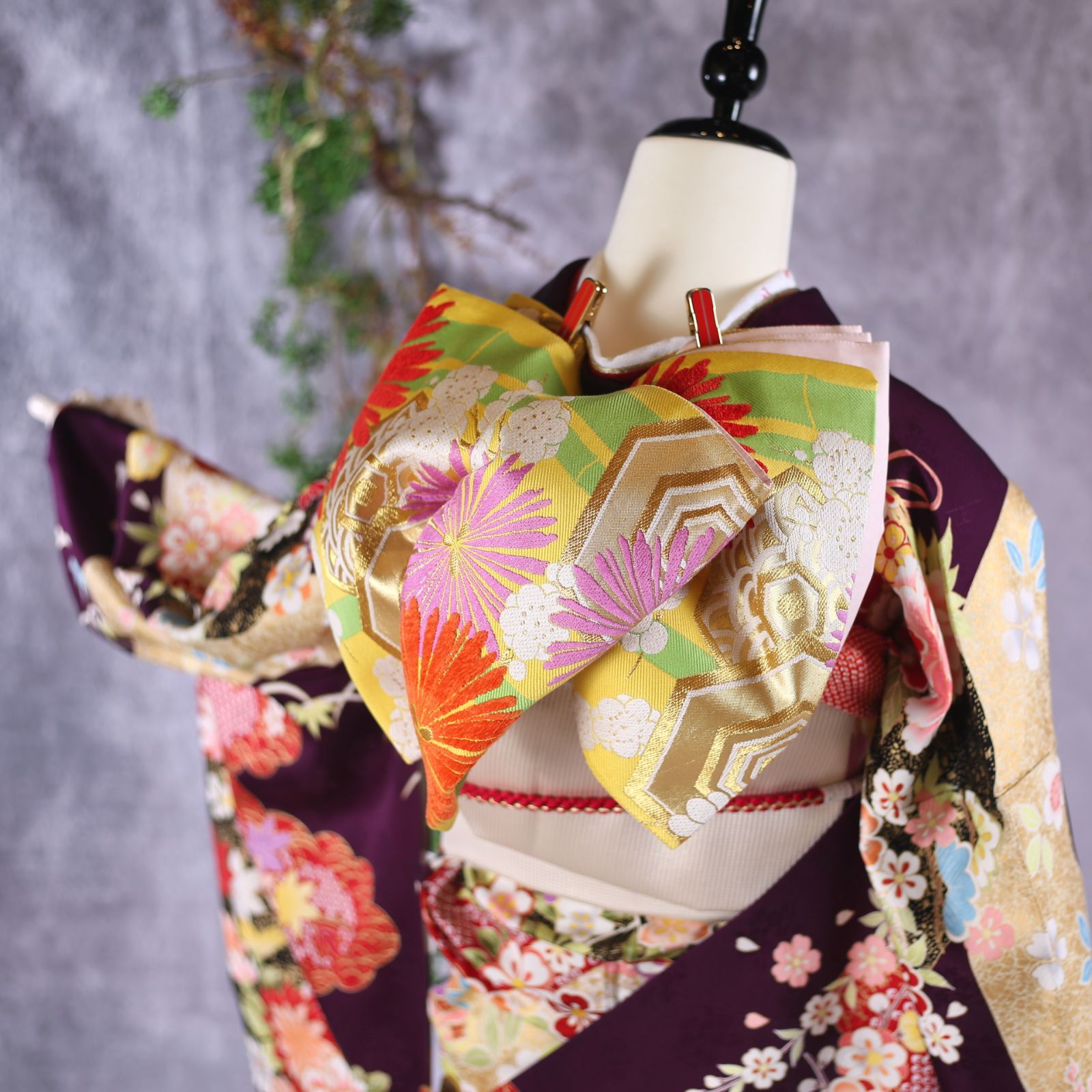振袖フルセット 振袖セット 振袖 Lサイズ 紫×古典 美品 成人式