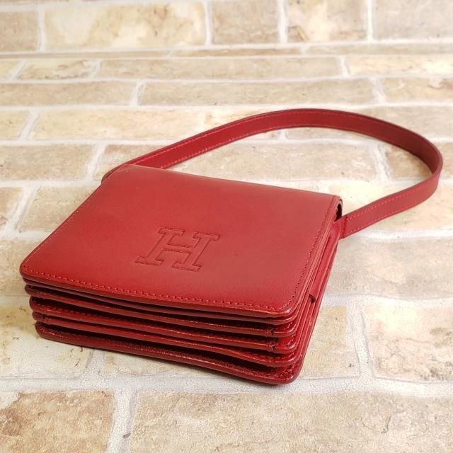 HIROFU 二つ折り財布 レッド レザー イタリア製　良品✨️ ヒロフ HIROFU ☆ レザー ハンドル付 二折財布 財布 イタリア製 赤
