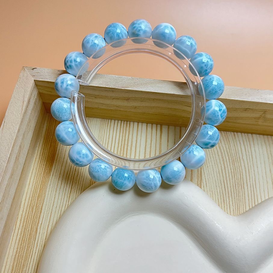 EU製 ドミニカ共和国産のラリマー ペクトライト パワーストーン ブレスレット 天然石 開運 金運 プレゼント 約10.4-10.8mm ZB9401