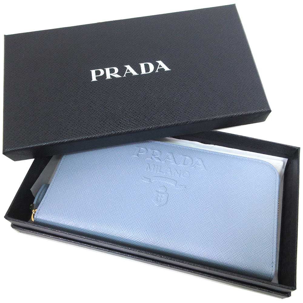 プラダ 長財布 PRADA サフィアーノレザー エンボスロゴ ラウンドファスナー 1ML506 SAFFIANO EMBOSS / CELESTE アウトレット  レディース - メルカリ