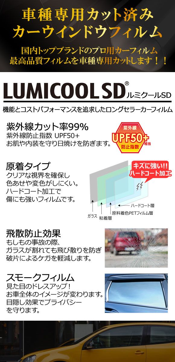 カーフィルム マツダ MAZDA3 BP系 セダン 2019年05月～ リアガラス(分割) 最高品質 ルミクールSD 選べる8フィルムカラー AP-WFLC0180-R4