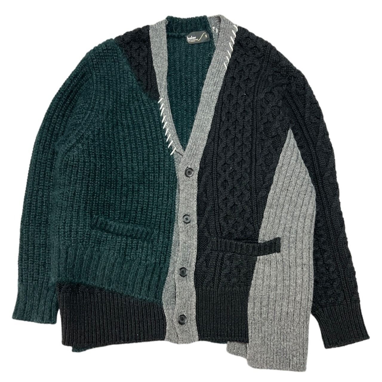 カラー　20AW kolor DOCKING KNIT CARDIGAN Kolor 20AW Docking Knit Cardigan - メルカリ