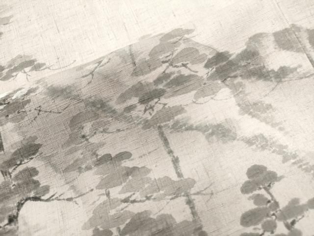 平和屋着物○湘南友禅 内田芳光 訪問着 紬地 手描き 遠山樹林文 正絹