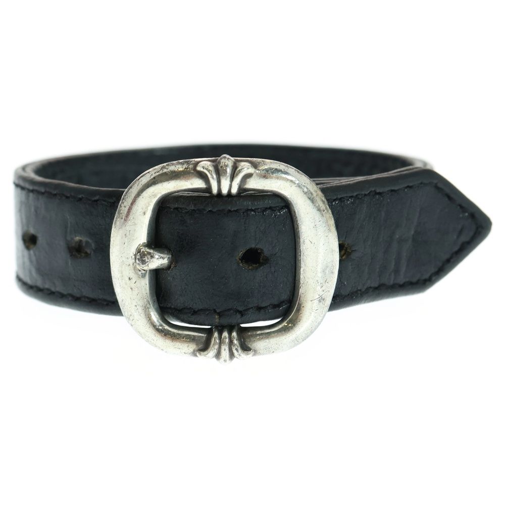 CHROME HEARTS クロムハーツ GUNSLINGER ガンスリンガー クロスボール レザーブレスレット ブラック|シルバー BCA146