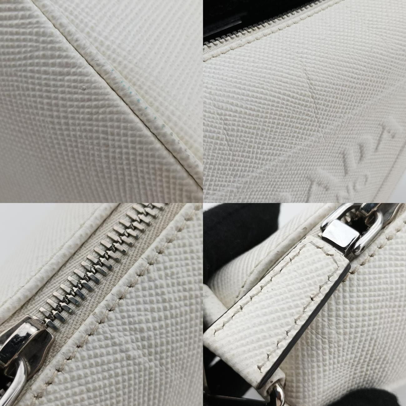 PRADA プラダ サフィアーノ 三角 トライアングルロゴ シルバー PRADA - プラダ トライアングル 三角ロゴプレート ワン